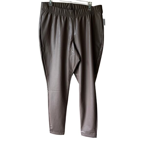 NEW Old Navy Faux-Leather Leggings High-Waisted Vegan Sedimentary Tan Women's XL - Picture 4 of 11